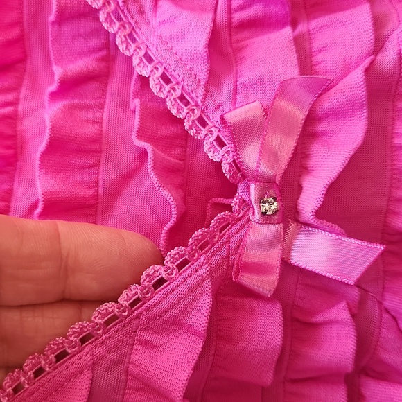 Bisou Bisou by Michele Bohbot Vintage Y2K Pink Ruffle Dress Slip M - Picture 12 of 14